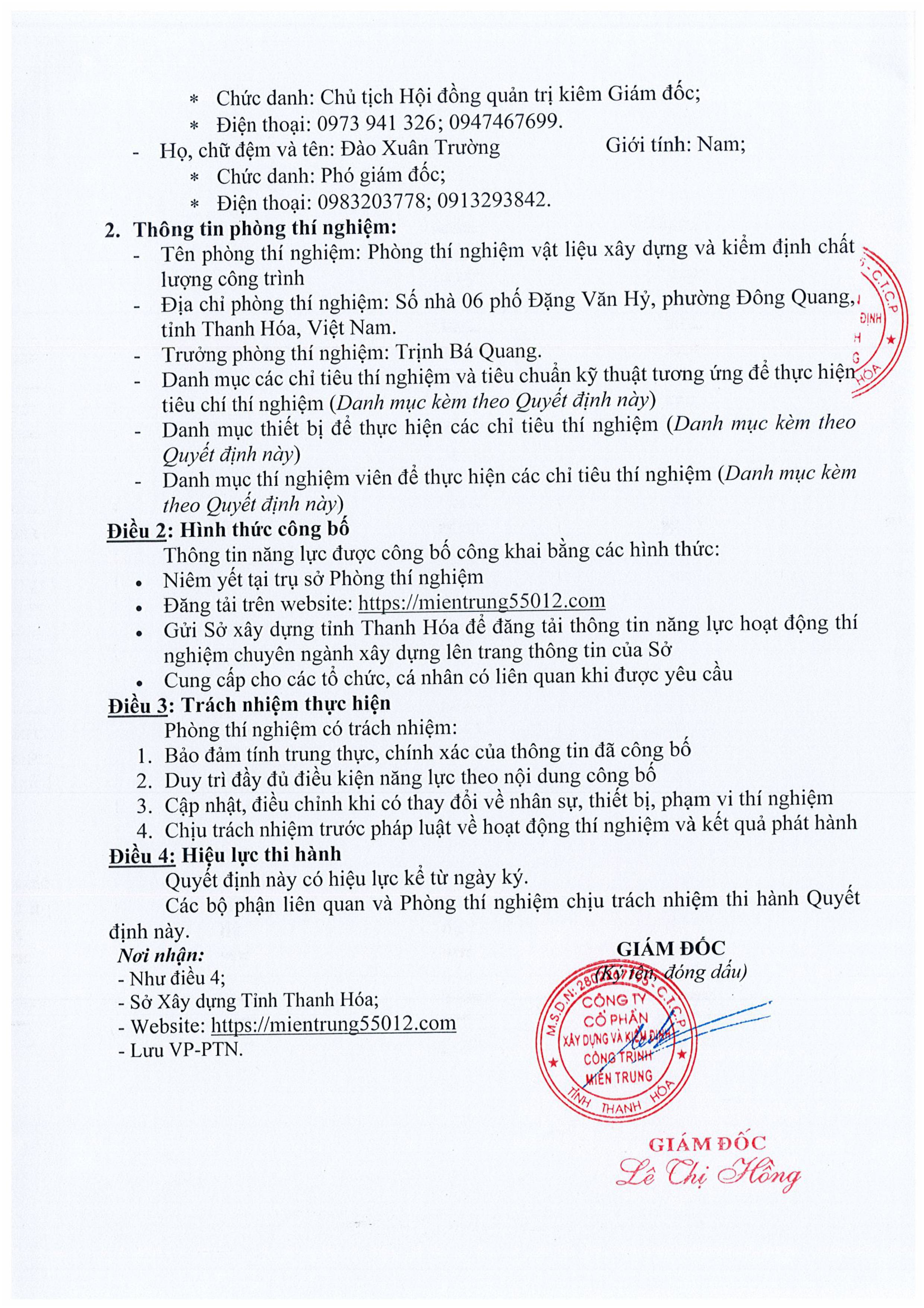 Danh mục phép thử
