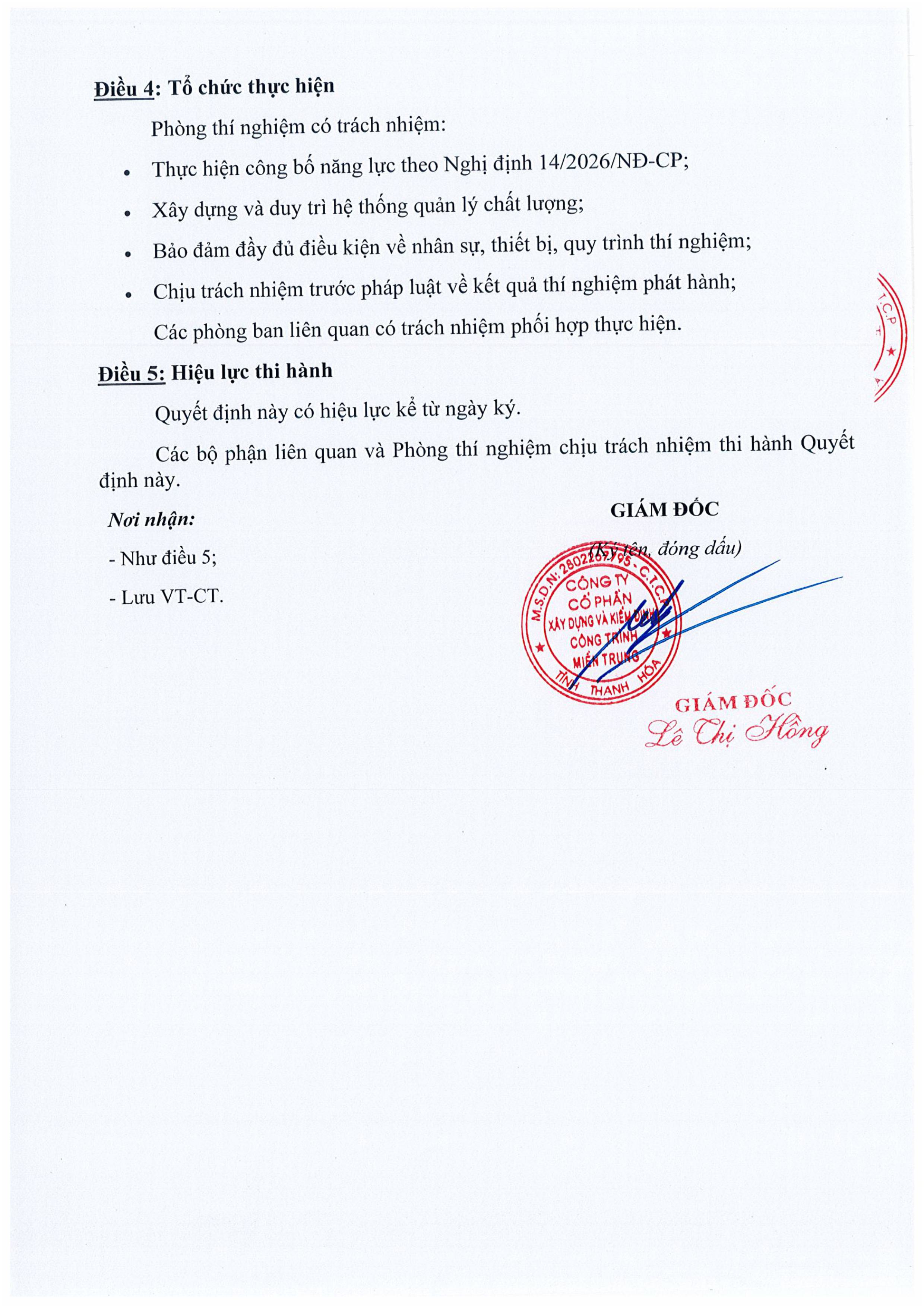 Danh mục phép thử